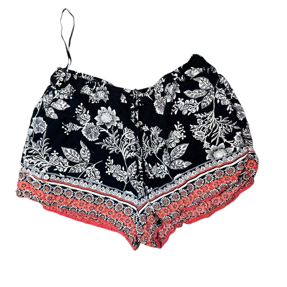 Angie High Waist Black and Red Shorts with Bohemian Flair